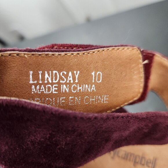 Jeffrey Campbell Heels Women's 10 Lindsay Ankle Strap Sandal Red Suede Shoe - Picture 7 of 9